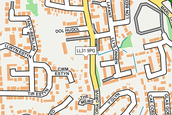 LL31 9PG map - OS OpenMap – Local (Ordnance Survey)