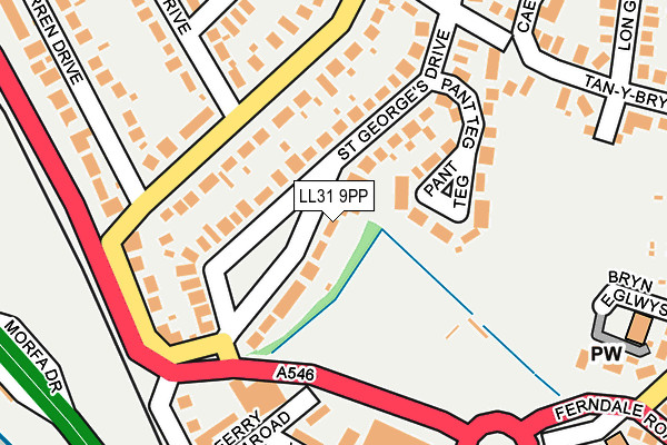 LL31 9PP map - OS OpenMap – Local (Ordnance Survey)