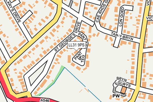 LL31 9PS map - OS OpenMap – Local (Ordnance Survey)