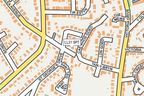 LL31 9PT map - OS OpenMap – Local (Ordnance Survey)