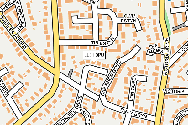 LL31 9PU map - OS OpenMap – Local (Ordnance Survey)