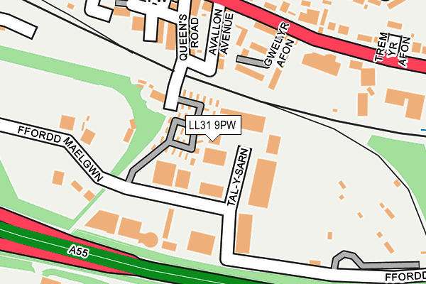 LL31 9PW map - OS OpenMap – Local (Ordnance Survey)