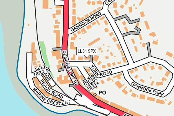 LL31 9PX map - OS OpenMap – Local (Ordnance Survey)