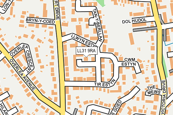 LL31 9RA map - OS OpenMap – Local (Ordnance Survey)