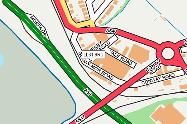 LL31 9RU map - OS OpenMap – Local (Ordnance Survey)