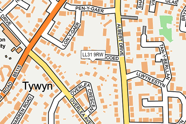 LL31 9RW map - OS OpenMap – Local (Ordnance Survey)
