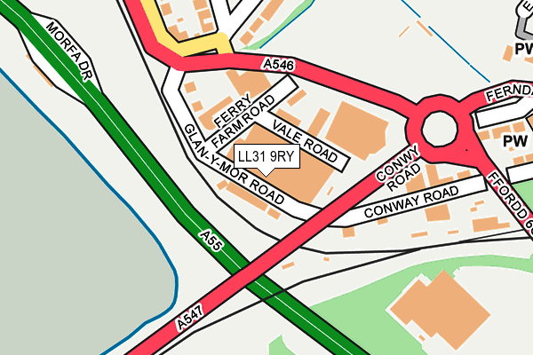 LL31 9RY map - OS OpenMap – Local (Ordnance Survey)