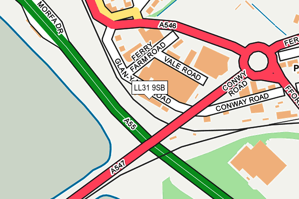 LL31 9SB map - OS OpenMap – Local (Ordnance Survey)