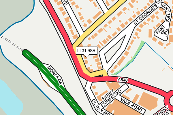 LL31 9SR map - OS OpenMap – Local (Ordnance Survey)