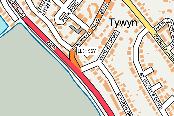 LL31 9SY map - OS OpenMap – Local (Ordnance Survey)