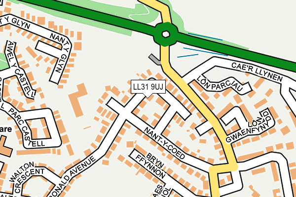 LL31 9UJ map - OS OpenMap – Local (Ordnance Survey)