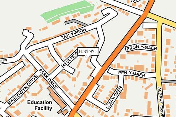 LL31 9YL map - OS OpenMap – Local (Ordnance Survey)