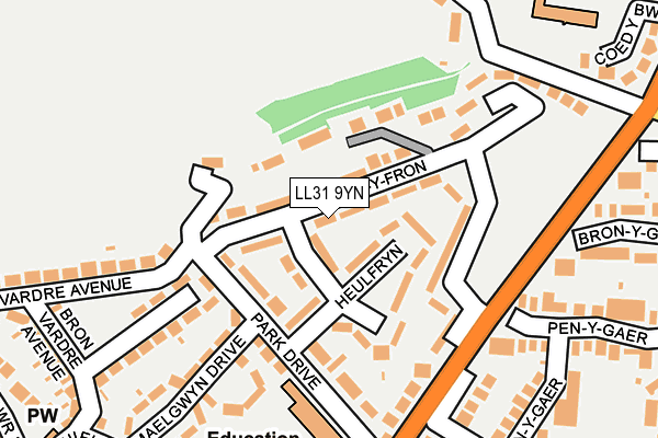 LL31 9YN map - OS OpenMap – Local (Ordnance Survey)
