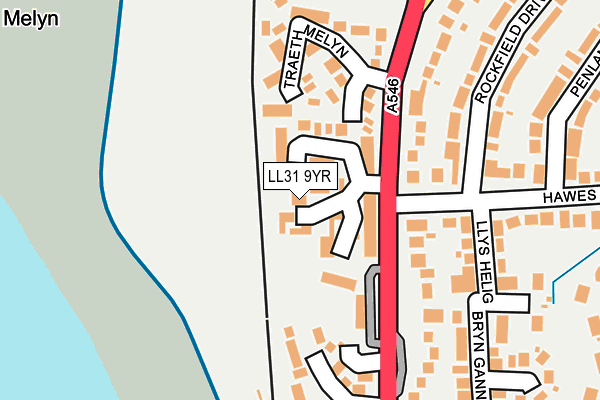LL31 9YR map - OS OpenMap – Local (Ordnance Survey)