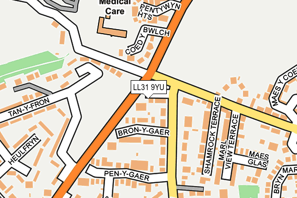 LL31 9YU map - OS OpenMap – Local (Ordnance Survey)