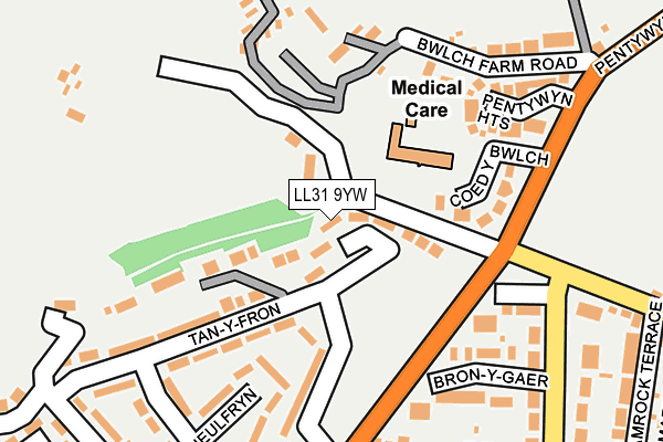 LL31 9YW map - OS OpenMap – Local (Ordnance Survey)