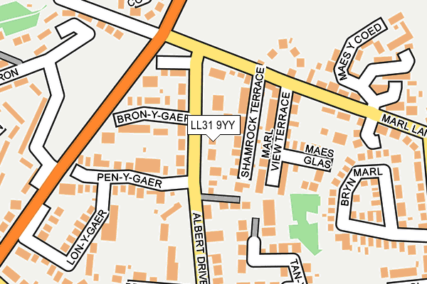 LL31 9YY map - OS OpenMap – Local (Ordnance Survey)