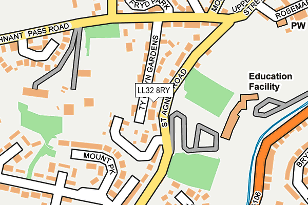 LL32 8RY map - OS OpenMap – Local (Ordnance Survey)