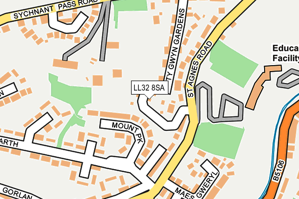 LL32 8SA map - OS OpenMap – Local (Ordnance Survey)