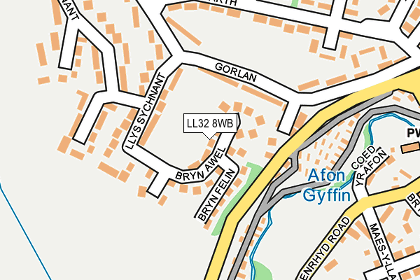 LL32 8WB map - OS OpenMap – Local (Ordnance Survey)