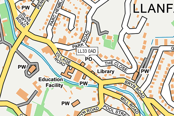 LL33 0AD map - OS OpenMap – Local (Ordnance Survey)