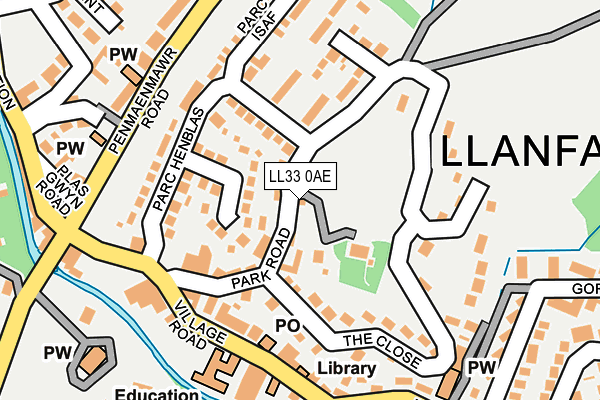 LL33 0AE map - OS OpenMap – Local (Ordnance Survey)