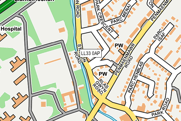 LL33 0AP map - OS OpenMap – Local (Ordnance Survey)