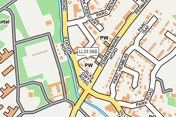 LL33 0AS map - OS OpenMap – Local (Ordnance Survey)