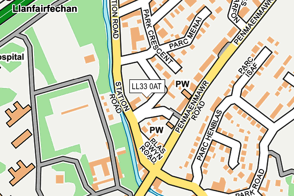 LL33 0AT map - OS OpenMap – Local (Ordnance Survey)