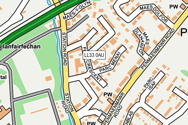 LL33 0AU map - OS OpenMap – Local (Ordnance Survey)