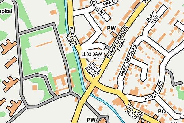 LL33 0AW map - OS OpenMap – Local (Ordnance Survey)