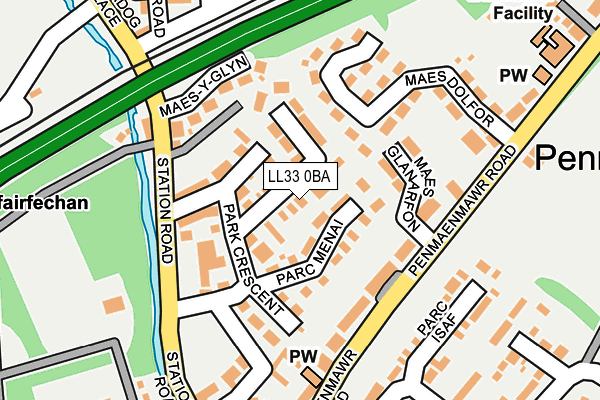 LL33 0BA map - OS OpenMap – Local (Ordnance Survey)