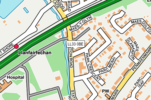LL33 0BE map - OS OpenMap – Local (Ordnance Survey)