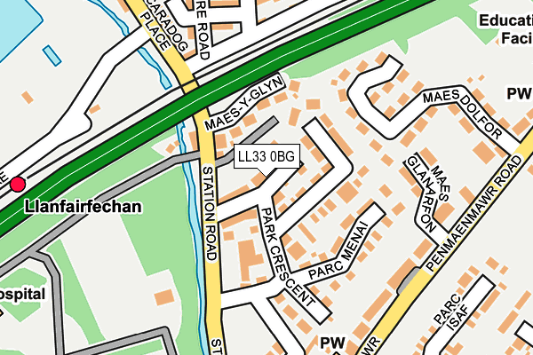 LL33 0BG map - OS OpenMap – Local (Ordnance Survey)