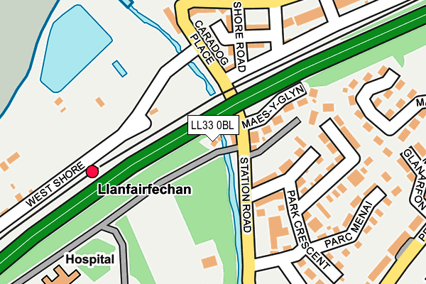 LL33 0BL map - OS OpenMap – Local (Ordnance Survey)