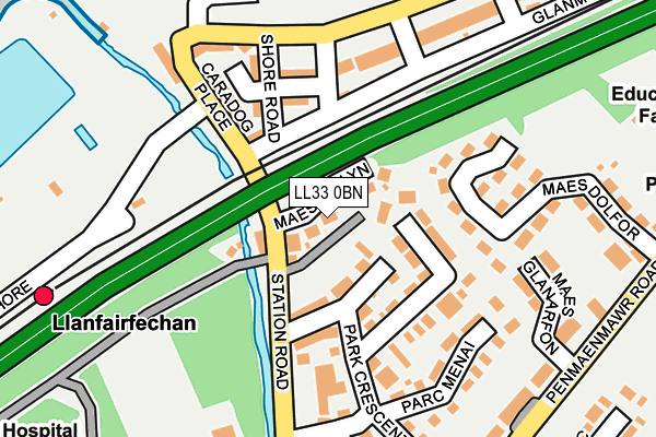 LL33 0BN map - OS OpenMap – Local (Ordnance Survey)