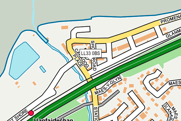 LL33 0BS map - OS OpenMap – Local (Ordnance Survey)