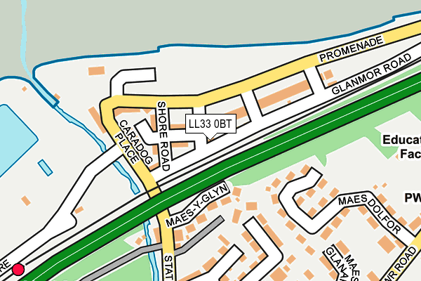 LL33 0BT map - OS OpenMap – Local (Ordnance Survey)