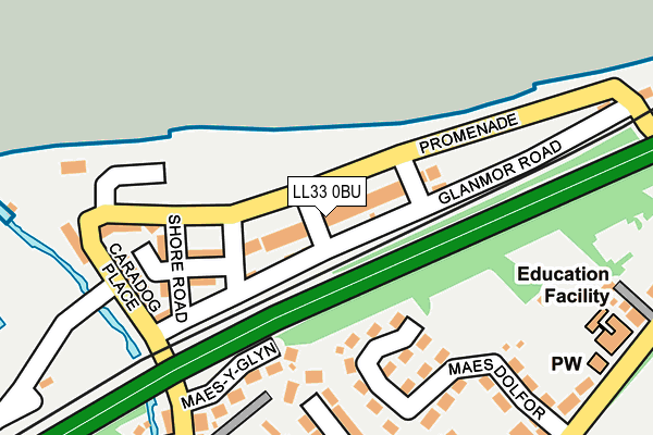 LL33 0BU map - OS OpenMap – Local (Ordnance Survey)