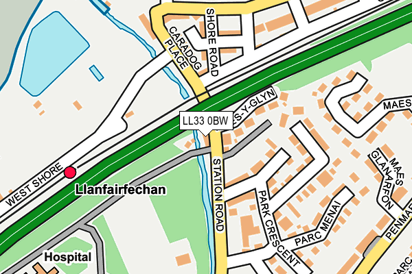 LL33 0BW map - OS OpenMap – Local (Ordnance Survey)