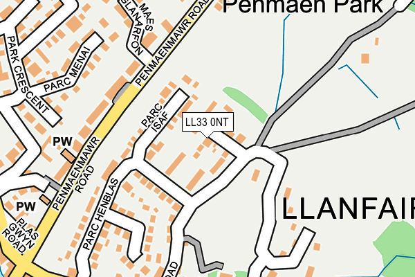 LL33 0NT map - OS OpenMap – Local (Ordnance Survey)