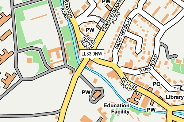 LL33 0NW map - OS OpenMap – Local (Ordnance Survey)