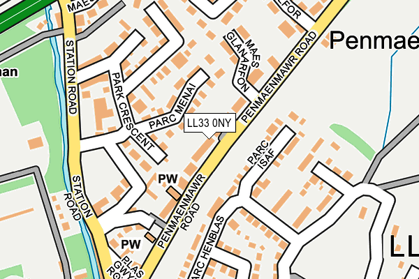 LL33 0NY map - OS OpenMap – Local (Ordnance Survey)