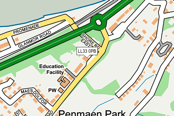 LL33 0PB map - OS OpenMap – Local (Ordnance Survey)