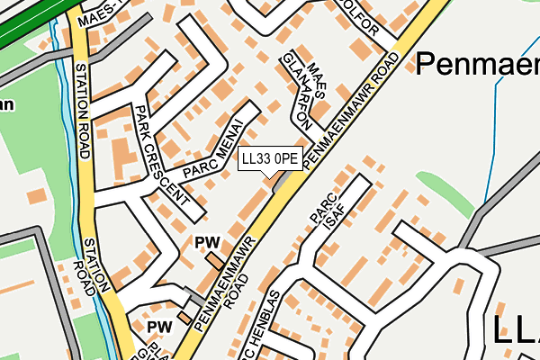 LL33 0PE map - OS OpenMap – Local (Ordnance Survey)