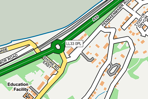 LL33 0PL map - OS OpenMap – Local (Ordnance Survey)