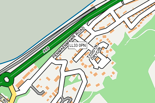 LL33 0PN map - OS OpenMap – Local (Ordnance Survey)