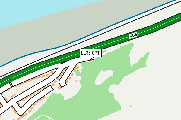 LL33 0PT map - OS OpenMap – Local (Ordnance Survey)
