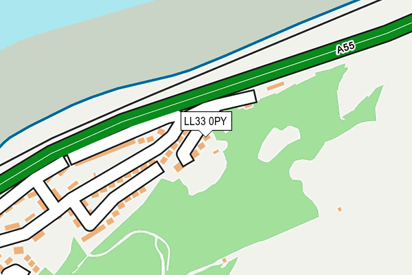 LL33 0PY map - OS OpenMap – Local (Ordnance Survey)