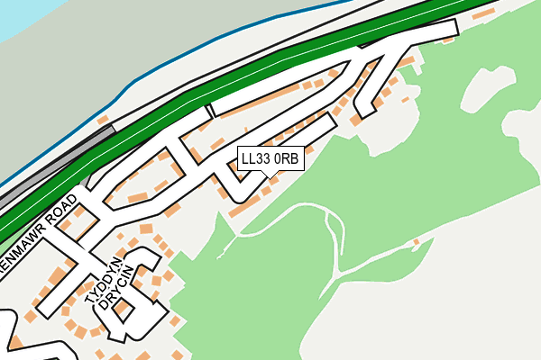 LL33 0RB map - OS OpenMap – Local (Ordnance Survey)